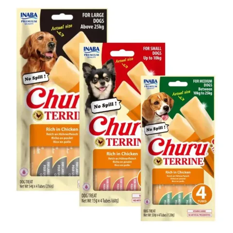 Churu Terrine Dog Treats Chicken blød hundegodbid med kylling til store hunde.