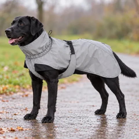Klar til gåtur i al slags vejr: Dogman Ralf Light giver den store hund en praktisk regnjakke med god dækning og justerbar pasform