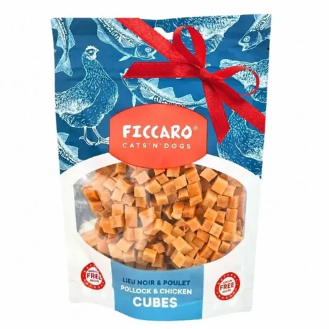 Ficcaro pollock & Chicken Cubes | 100g. Lækre kornfri godbidder