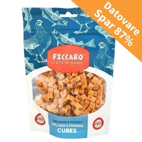 Ficcaro pollock & Chicken Cubes | 100g. Lækre kornfri godbidder i små bidder