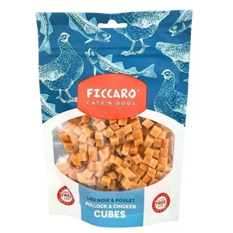 Ficcaro pollock & Chicken Cubes | 100g. Lækre kornfri godbidder