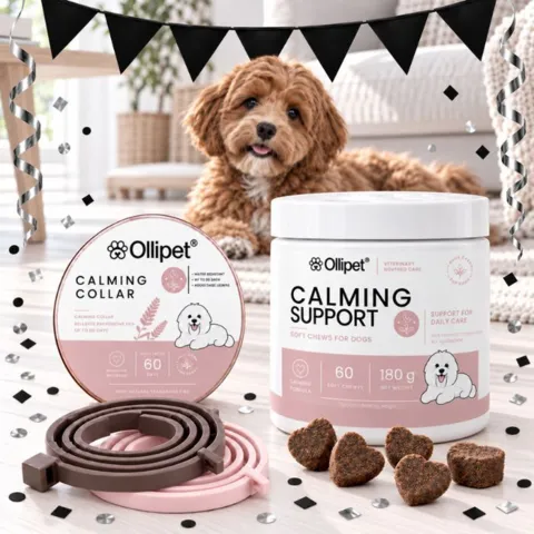 Giv din hund støtte til en mere rolig hverdag med Ollipet Calming Collar og Calming Support. Få begge produkter samlet i ét attraktivt Black November-pakketilbud.
