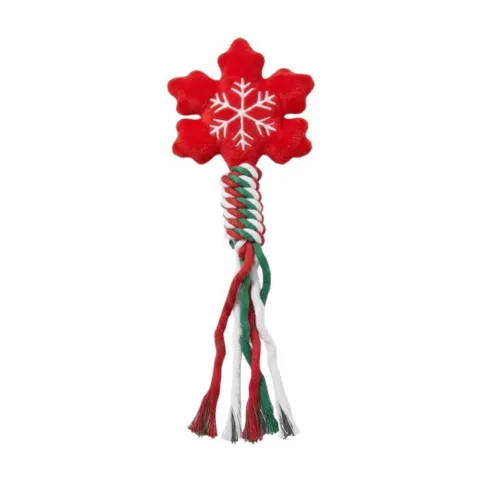 Julelegetøj til Hunde med Reb i snefnugdesign, ca. 34 cm langt.