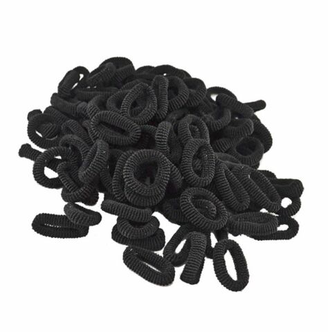 Sort Luksus Frottéelastikker | Ca 100 stk