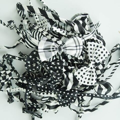 Hundebutterfly i satin | Ass. Sort/Hvid