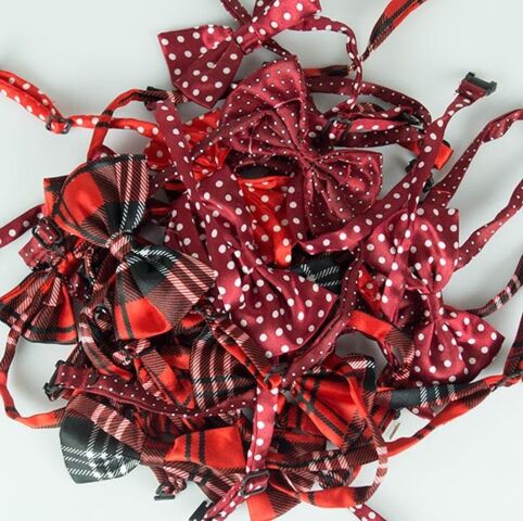 Hundebutterfly i satin | Ass. Røde farver