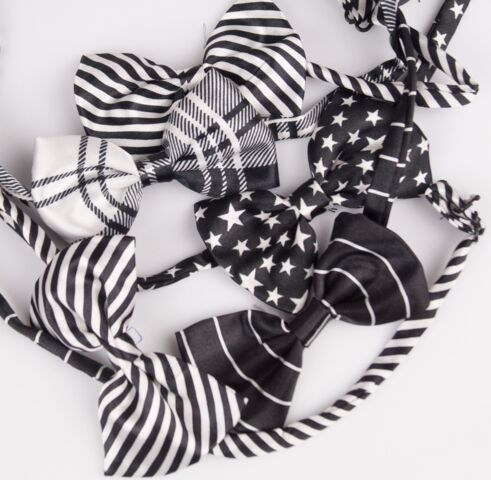 Hundebutterfly i satin | Ass Sort/Hvid