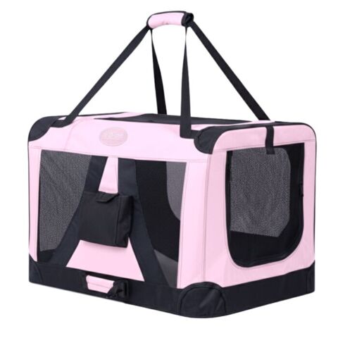 Ollipet Transporttaske | Skøn klar Rose red med net i siderne så hunden kan se ud.