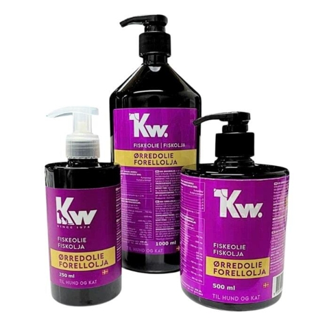 KW Ørredolie | Farveløs fiskeolie | 250 ml, 500 ml og 1000 ml