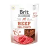 Brit Meaty Jerky Beef Real Fillets er lækre, kødfulde hundegodbidder med oksekød. En smagfuld belønning til voksne hunde