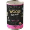 Woolf Ultimate Goose with Raspberries 400g er vådfoder til hunde lavet med frisk gås. Produceret i EU og skånsomt slow-cooked for at bevare råvarernes naturlige egenskaber