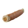 Faunakram filled rawhide roll med kylling vist tæt på med synlig fyld