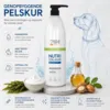 PSH Pro Groomers Nutri Collagen er en genopbyggende pelskur med kollagen og arganolie, der plejer, fugter og styrker hundens pels.