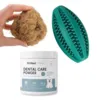 Pakketilbud med tandpleje, leg og tyggeglæde til hund med Ollipet Dental Care Powder og tyggelegetøj