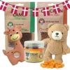 Forkæl din hvalp med Treateaters-godbidder, en sød latexgiraf og en blød Teddy-bamse. En hvalpepakke til træning, leg og hyggestunder.