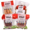 Forkæl din hund med 2,7 kg Småland snacks. Jerky med and og kylling, Chicken Roll Mix og griseører giver lækker variation til belønning og tyggehygge