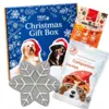 Forkæl din hund med Treateaters gaveæske, Trixie julesnefnug, Buba julegodbidder og Companion X-mas Delights samlet i én hyggelig julepakke