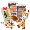 Hundens Hyggepakke med Chicken Strip Braid, to poser Snack’it Softies, en kalveklov og Ollipet Baby Sally uden piv
