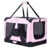 Ollipet Transporttaske | Skøn klar Rose red med net i siderne så hunden kan se ud.