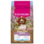 Eukanuba Grain Free Puppy 3kg hvalpefoder med havfisk. Kornfri opskrift til små og mellemstore hvalpe for sund vækst