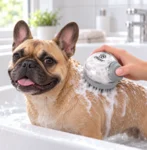 Ollipet 2i1 badebørste til hunde | Shampoo dispenser