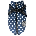 Ollipet hundedækken i blå m. prikker sikre en varm hund i vintermånederne