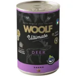 Woolf Ultimate Deer with Blueberries 400g er et kornfrit vådfoder produceret i EU. Fremstillet med frisk hjort og tilberedt slow-cooked for at bevare råvarernes naturlige karakter