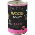 Woolf Ultimate Goose with Raspberries 400g er vådfoder til hunde lavet med frisk gås. Produceret i EU og skånsomt slow-cooked for at bevare råvarernes naturlige egenskaber
