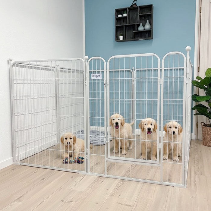 Ollipet hvalpegård m. stokke og gulvbeskytter | 100cm. Høj