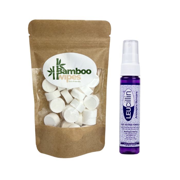 Leucillin Antiseptisk spray og Bamboo Wipes | z1